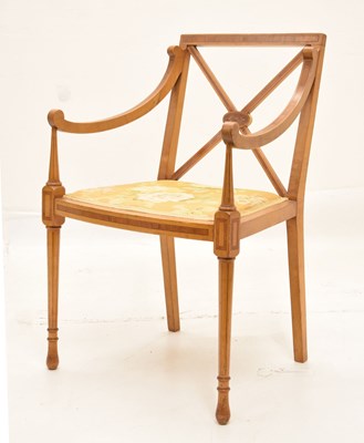 Lot 718 - Edwardian crossbanded satinwood Sheraton-style elbow chair