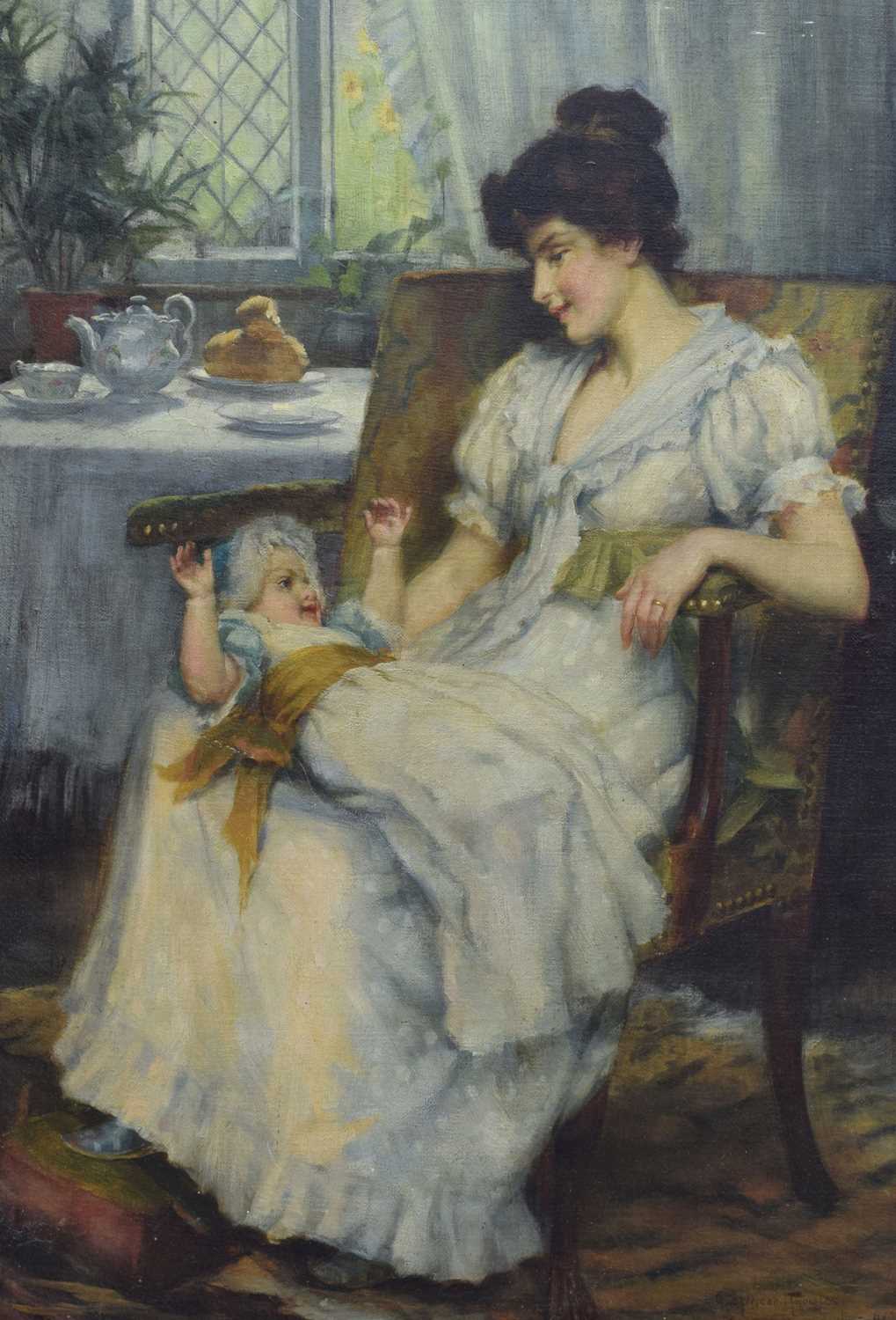 Lot 413 - George Sheridan Knowles (1863-1931) - Oil on canvas - Interior scene