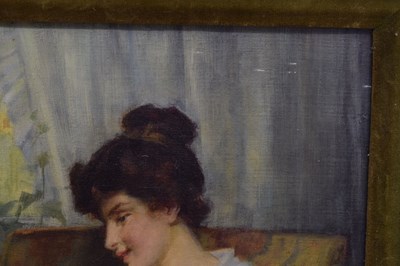 Lot 413 - George Sheridan Knowles (1863-1931) - Oil on canvas - Interior scene