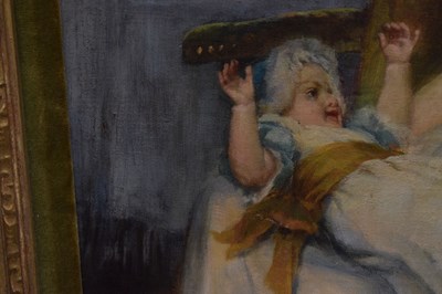 Lot 413 - George Sheridan Knowles (1863-1931) - Oil on canvas - Interior scene