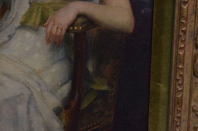 Lot 413 - George Sheridan Knowles (1863-1931) - Oil on canvas - Interior scene