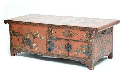 Lot 604 - Chinese red lacquer low cabinet