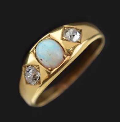 Lot 25 - Late Victorian/Edwardian opal and diamond ring