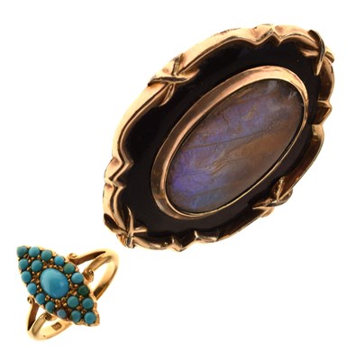 Lot 118 - Victorian mourning brooch and a turquoise 18ct ring