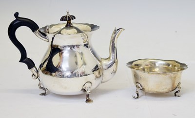 Lot 296 - George V silver teapot and sugar bowl