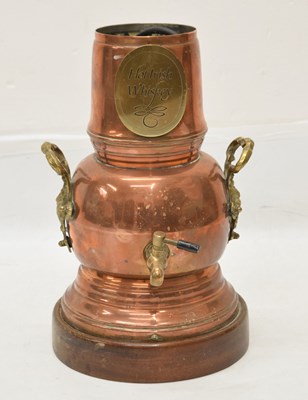 Lot 479 - 20th century copper 'Hot Irish Whiskey'  warming kettle or samovar