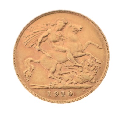 Lot 310 - Edward VII gold half sovereign, 1910