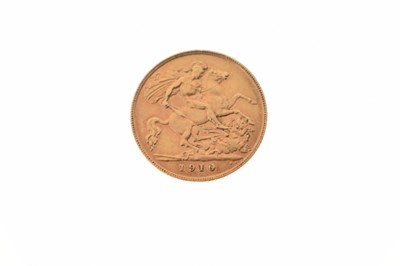 Lot 310 - Edward VII gold half sovereign, 1910