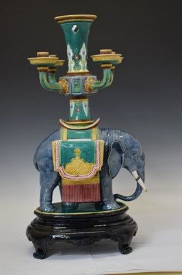Lot Minton majolica elephant table centrepiece candelabrum