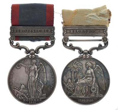 Lot 246 - Army of India Medal 1799-1826 and Army of the Sutlej medal, Moodkee 1845