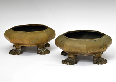 Lot 361 - Unusual pair of bronze octagonal planters