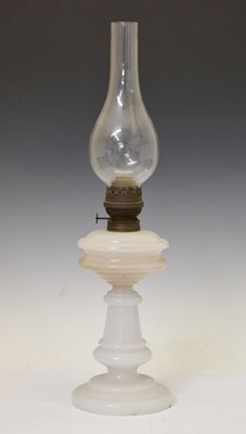 Lot 470 - Late 19th/early 20th century opaque glass oil lamp