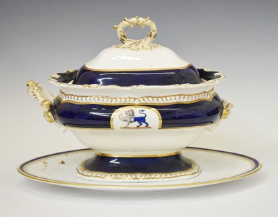 Lot 522 - Armorial tureen and Derby monogrammed dish