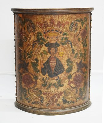 Lot 734 - Tooled and painted leather demi-lune stick stand