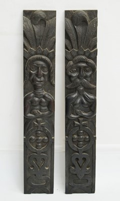 Lot 481 - Pair of carved oak Atlantes or figural pilasters