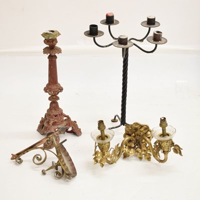 Lot 748 - Red painted cast metal candlestick