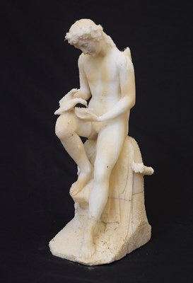 Lot 412 - Alabaster figure of a winged angle with two doves