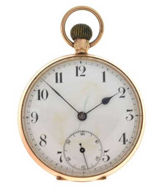 Lot 263 - Early 20th century 9ct gold cased open-face pocket watch