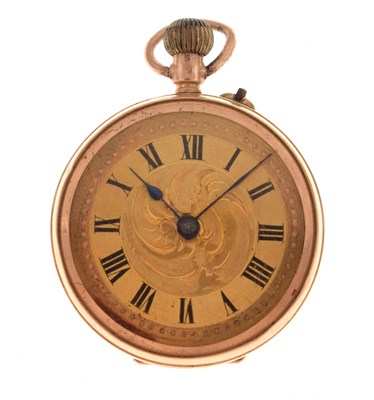 Lot 264 - Early 20th century lady's 9ct gold cased open-face fob watch