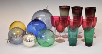 Lot 506 - Quantity of coloured glass and glass globes/balls, etc