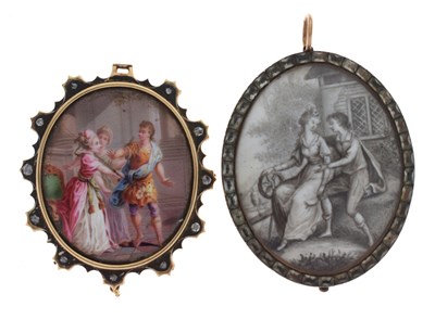 Lot Two early 19th century painted pendants