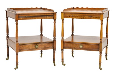 Lot 741 - Pair of reproduction yew wood two-tier etageres