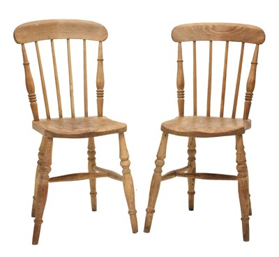 Lot 732 - Pair of 19th century country stick back kitchen chairs