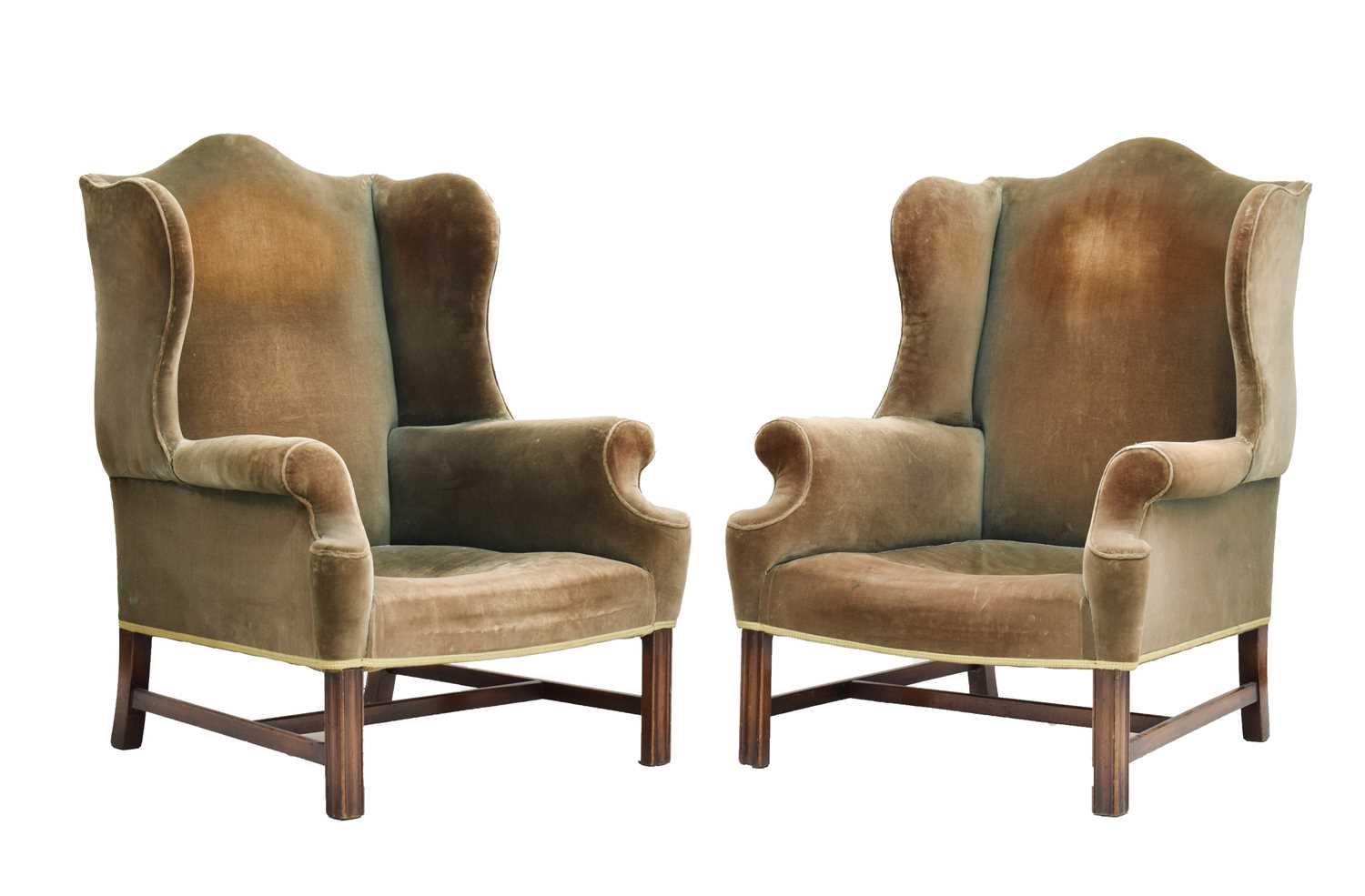 Lot 570 - Pair of George III-style wing armchairs