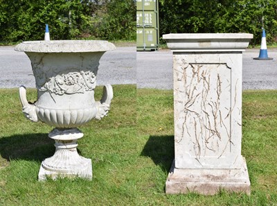 Lot 794 - Composition stone garden urn and pedestal