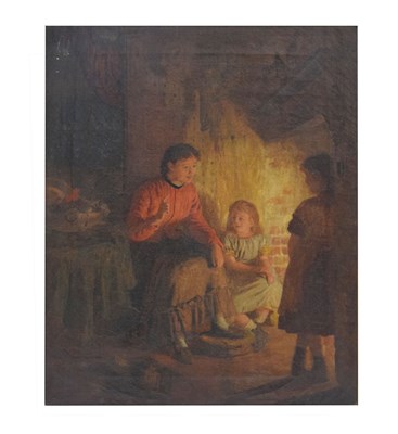 Lot 628 - Robert W. Wright (fl.1871-1889) - Oil on canvas - Mother and children