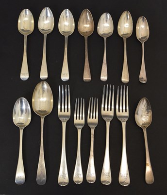 Lot 288 - Quantity of Georgian and Victorian silver flatware