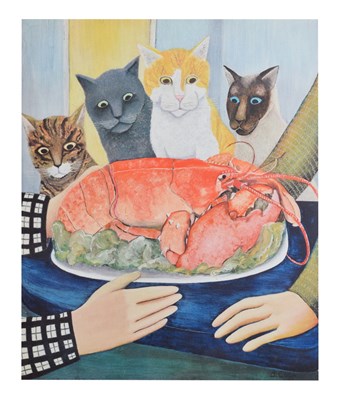 Lot 625 - Beryl Cook (1926-2008) - Signed print - 'Four Hungry Cats'