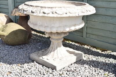 Lot 802 - Composition stone low garden urn / planter