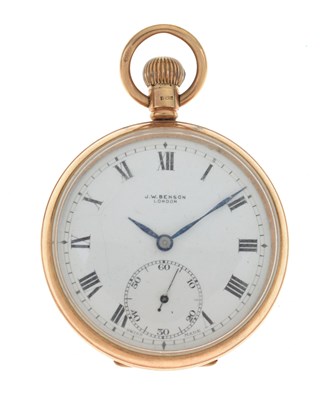 Lot 261 - George V 9ct gold cased open-face pocket watch, J.W. Benson