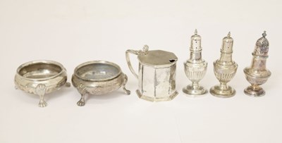 Lot 201 - Pair of Victorian silver salts, etc