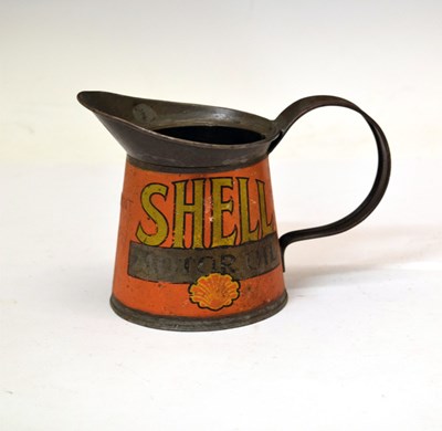 Lot 208 - Early 20th century tin pint jug promoting Shell Motor Oil