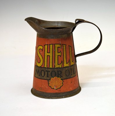 Lot Early 20th century tin quart jug promoting Shell Motor Oil