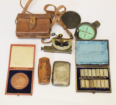 Lot 415 - Late Victorian silver cigarette case, together with interesting miscellaneous items