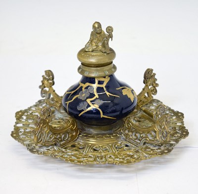 Lot 587 - Gilt metal desk stand in the Japanese style