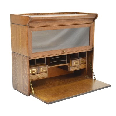 Lot 710 - Globe Wernicke-style oak two-section desk