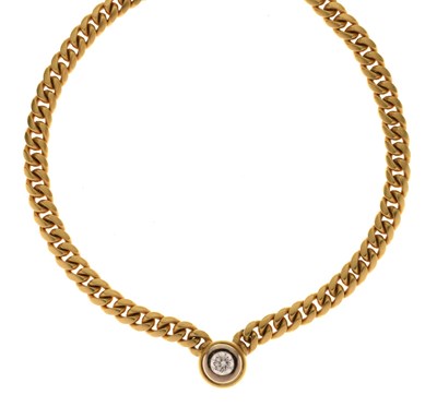 Lot 49 - Diamond 18ct yellow gold and white gold set necklace