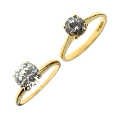 Lot 76 - Cubic zirconia 18ct gold ring and a cubic zirconia 14ct gold ring(2)