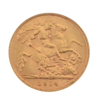 Lot 322 - George V gold half sovereign, 1914