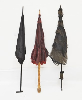 Lot 414 - Paragon black silk parasol and two other examples