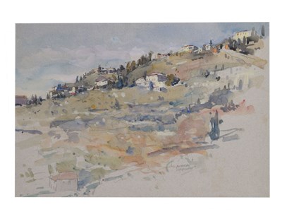 Lot 627 - Murray Urquhart (1880-1972) - Watercolour - Continental hillside landscape