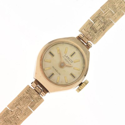 Lot 246 - Lanco - Lady's 9ct gold bracelet watch