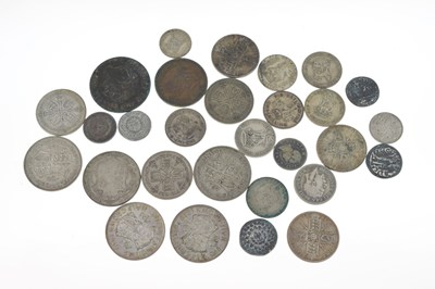 Lot 350 - Quantity of George V and George IV silver coinage, bank token etc