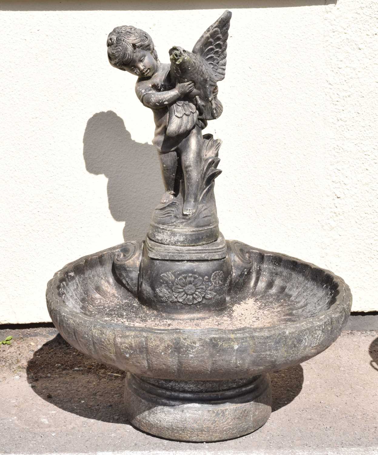 Lot 763 - Henri Studio composition stone shell water feature surmounted with a figure