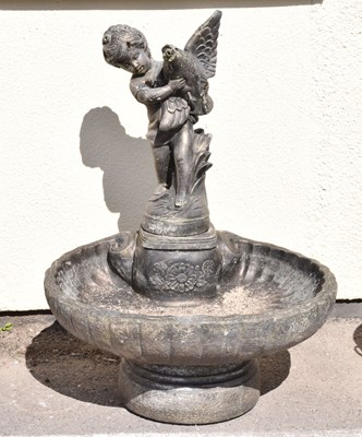 Lot 796 - Henri Studio composition stone shell water feature surmounted with a figure