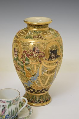 Lot 583 - Pair of late Japanese satsuma vases, ginger jar and cup and saucer